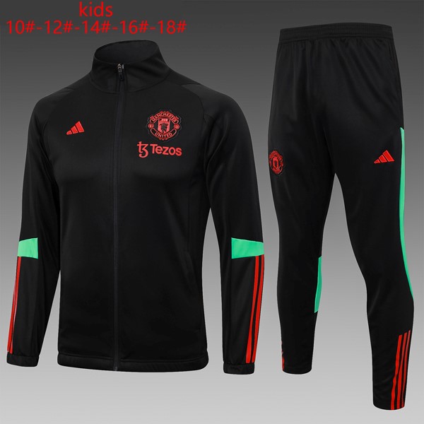 Kinder Trainingsanzug Manchester United 2024 Schwarz 2